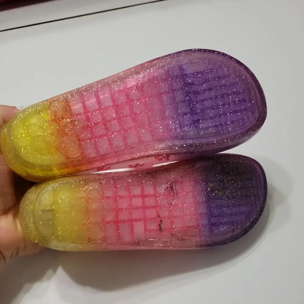 Paw Patrol Shoes Girls 11 Dressy Sandals Pink Cut Out Glitter Slip Ons Jelly Sky